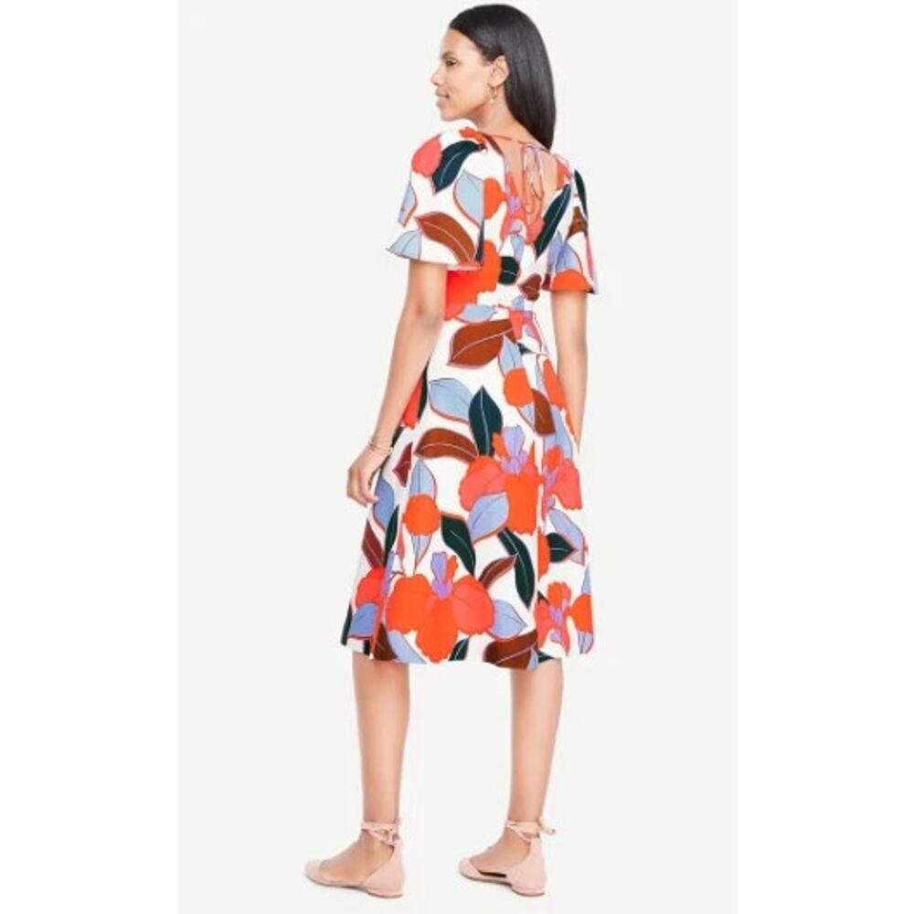 Ann Taylor Bold Blooms Floral linen boho lagenlook Dress multi 10 Petite A006178 - Picture 2 of 12